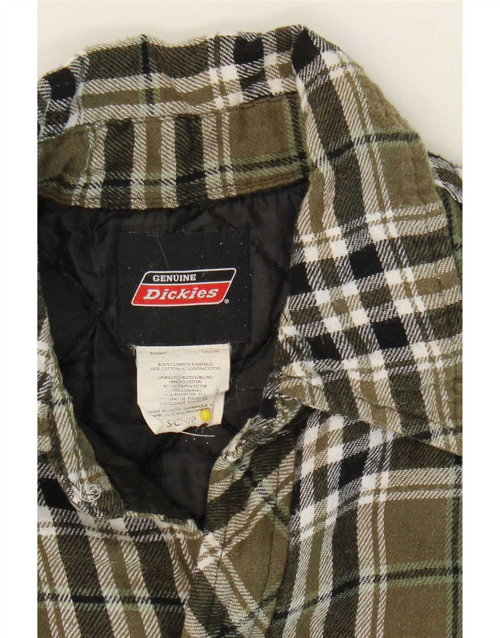 Dickies Mens Lumberjack Flannel Shirt Small Khaki Check Cotton