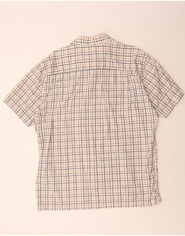 TOM TAILOR Mens Short Sleeve Shirt 2XL White Check Cotton