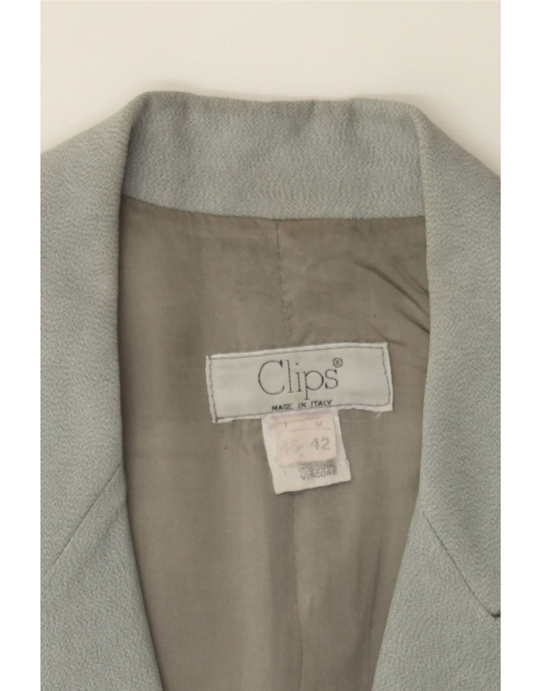 CLIPS Womens Short Sleeve 1 Button Blazer Jacket IT 46 Large Grey Acetate Vintage Clips and Second-Hand Clips from Messina Hembry 