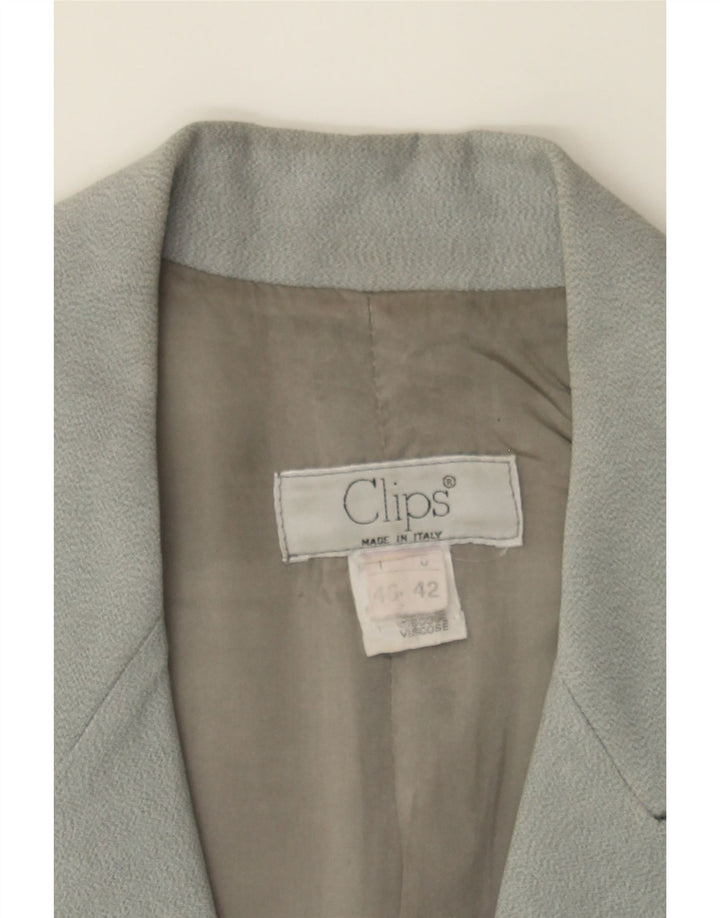 CLIPS Womens Short Sleeve 1 Button Blazer Jacket IT 46 Large Grey Acetate Vintage Clips and Second-Hand Clips from Messina Hembry 