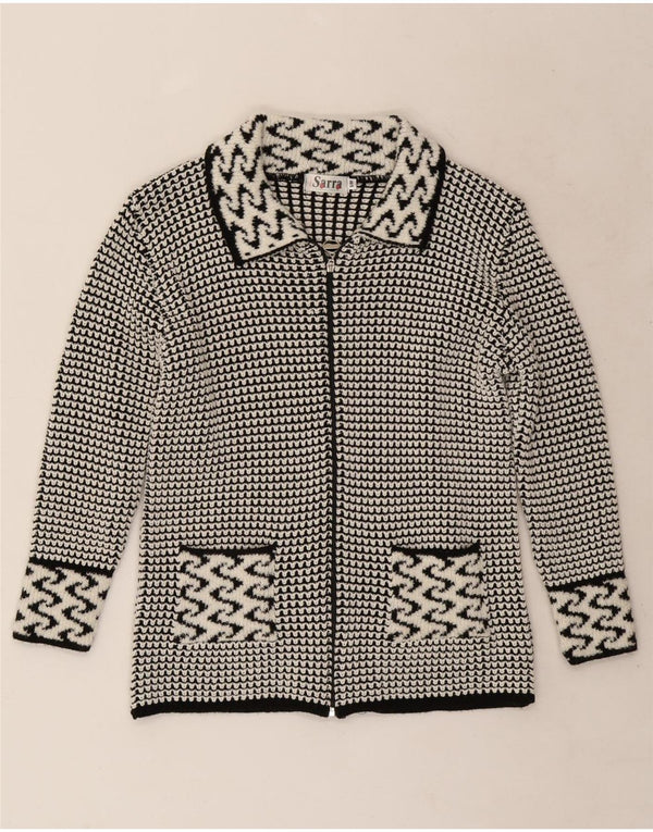 Vintage Γυναικεία Ζακέτα UK 14 Medium Grey Geometric