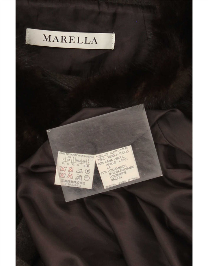 Marella Womens Loose Fit Overcoat UK 14 Large Grey Wool
