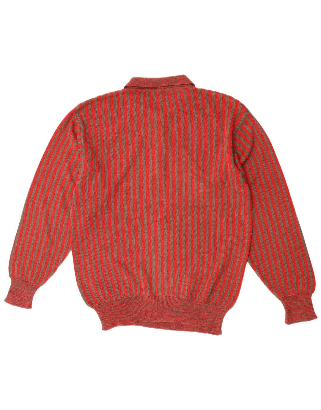 Andrea Celli Mens Polo Neck Jumper Sweater Medium Red Striped Cotton
