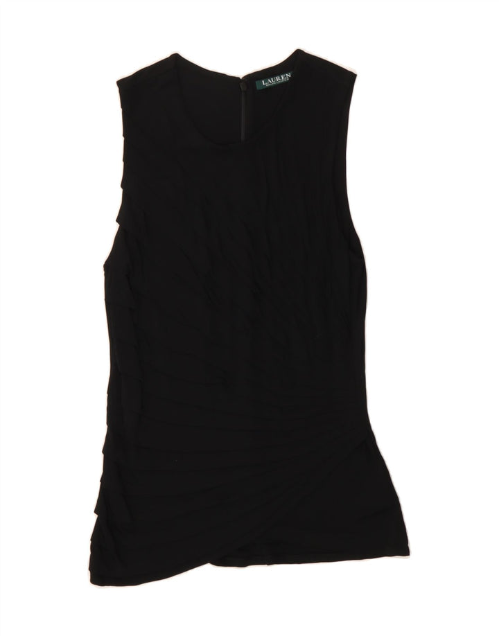 RALPH LAUREN Womens Sleeveless Tunic Top UK 12 Medium Black Viscose Vintage Ralph Lauren and Second-Hand Ralph Lauren from Messina Hembry 