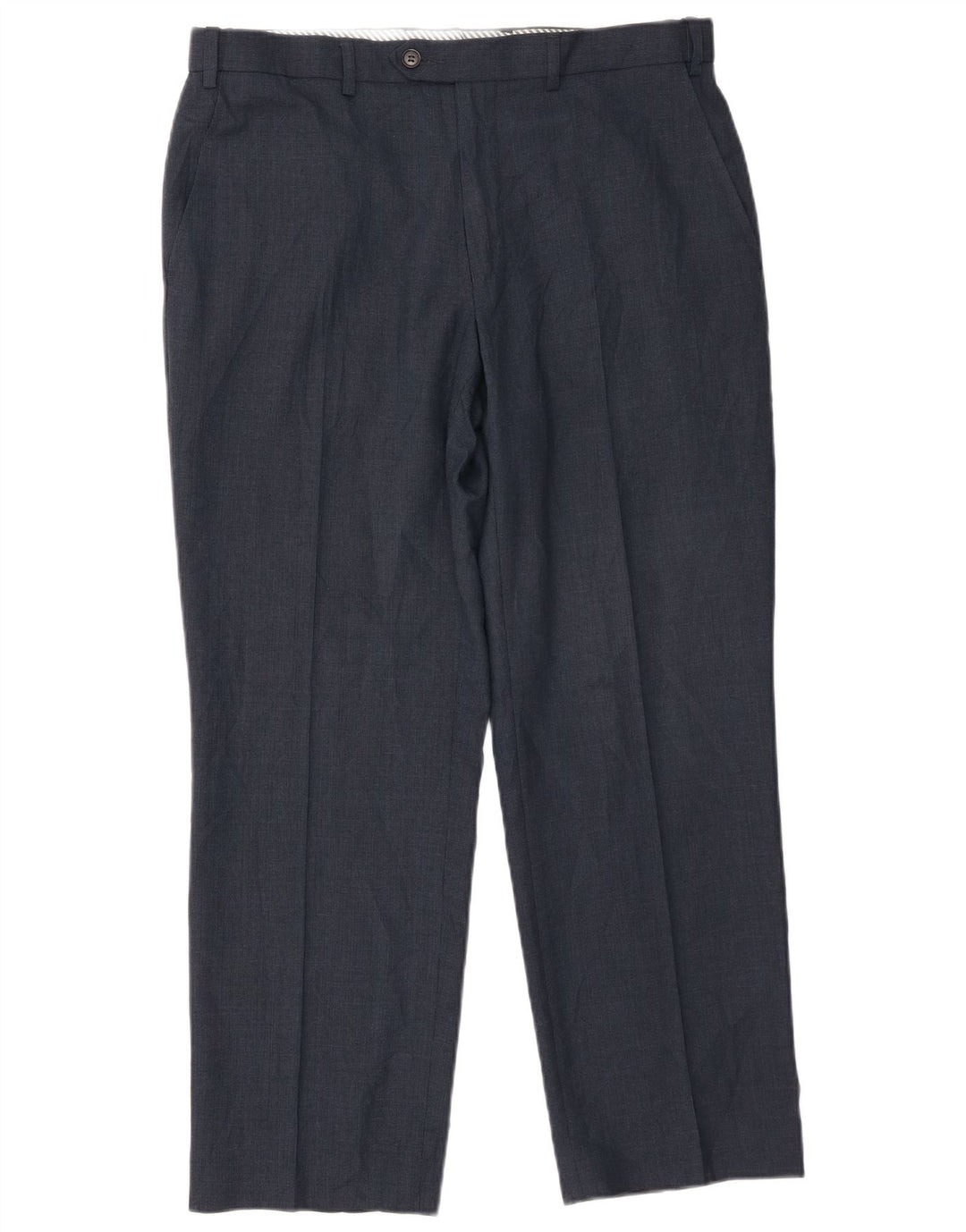 Marks & Spencer Pantalon de Costume Droit Homme W34 L29 Bleu Marine Laine