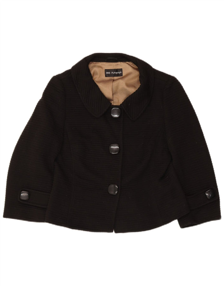 Marks & Spencer Veste blazer à manches 3/4 pour femme UK 12 Noir moyen