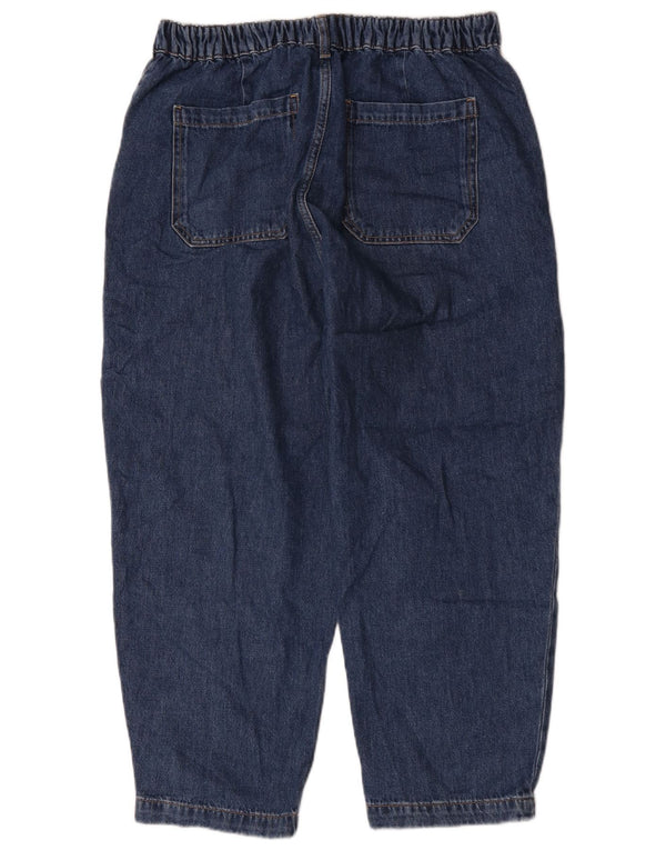 Zara Dame Baggy Højtaljede Cropped Jeans EU 42 Large W32 L24 Blå Bomuld