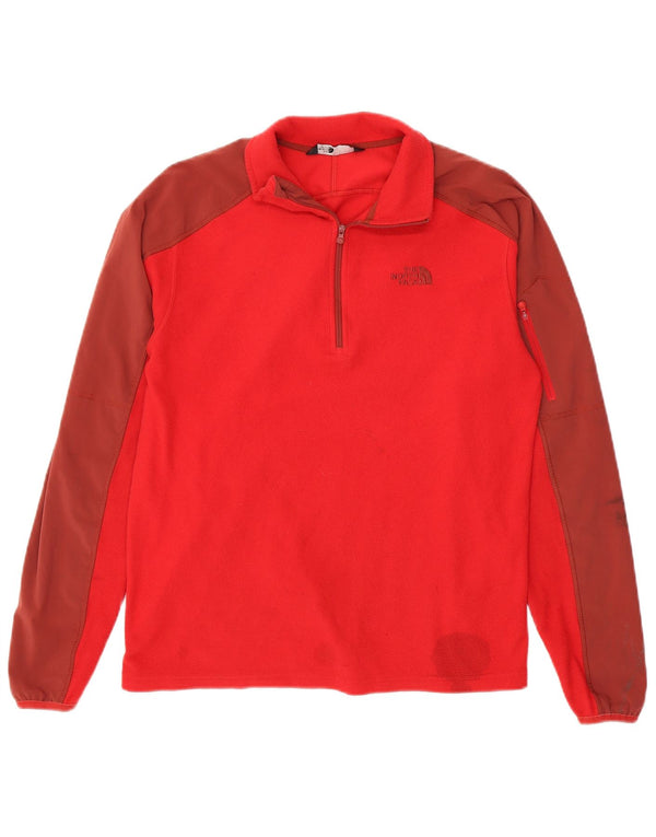 The North Face Mens Polartec Zip Neck Fleece Jumper Small Red Colourblock