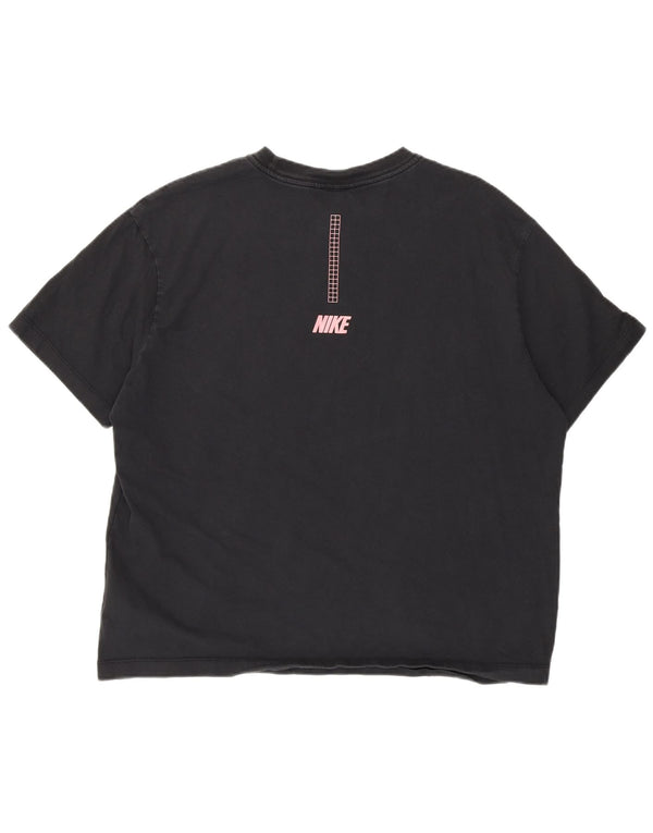 Nike Womens Graphic T-Shirt Top UK 16 Large Black Cotton