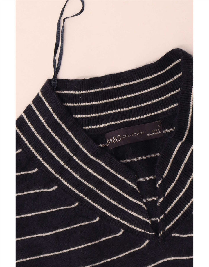 Marks & Spencer Womens V-Neck Jumper Sweater UK 10 Small Navy Blue