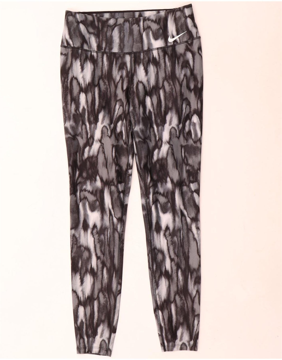 Nike Womens Dri Fit Leggings UK 14 Medium Grey Animal Print