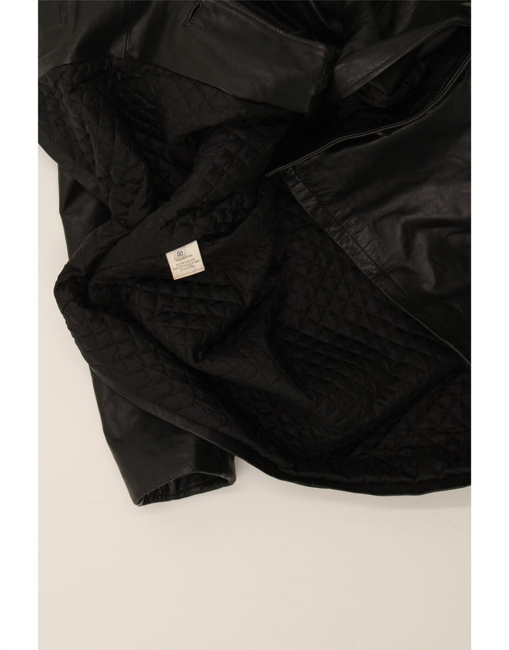 VINTAGE Womens Leather Coat IT 50 XL Black Vintage Vintage and Second-Hand Vintage from Messina Hembry 