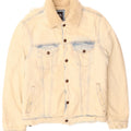 Zara Mens Sherpa Denim Jacket UK 36 Small Beige Cotton
