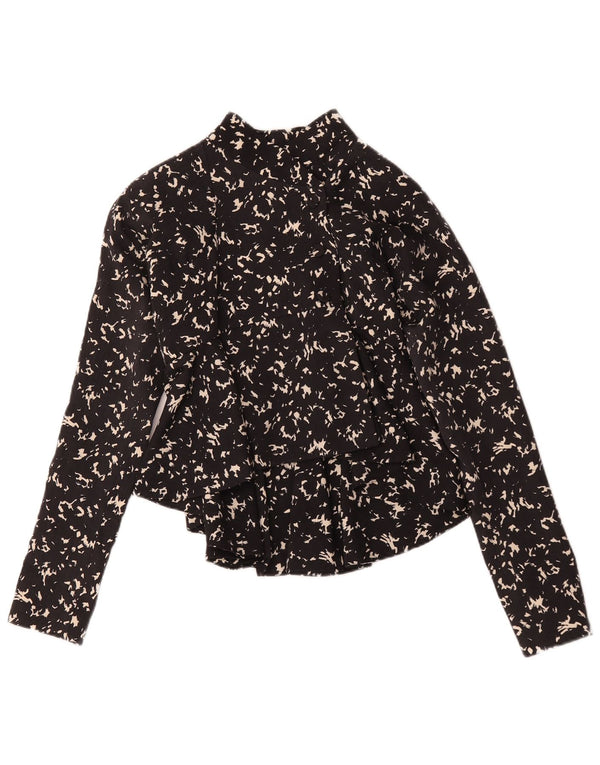 Vintage Womens Abstract Pattern Shirt Blouse UK 12 Medium Black