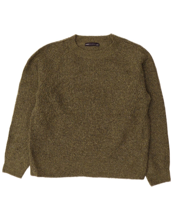 Marks & Spencer Womens Boat Neck Jumper Sweater UK 10 Small Khaki