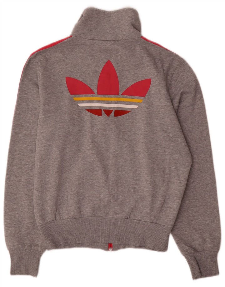 Adidas Veste de survêtement surdimensionnée graphique pour femme UK 10 Petit Gris