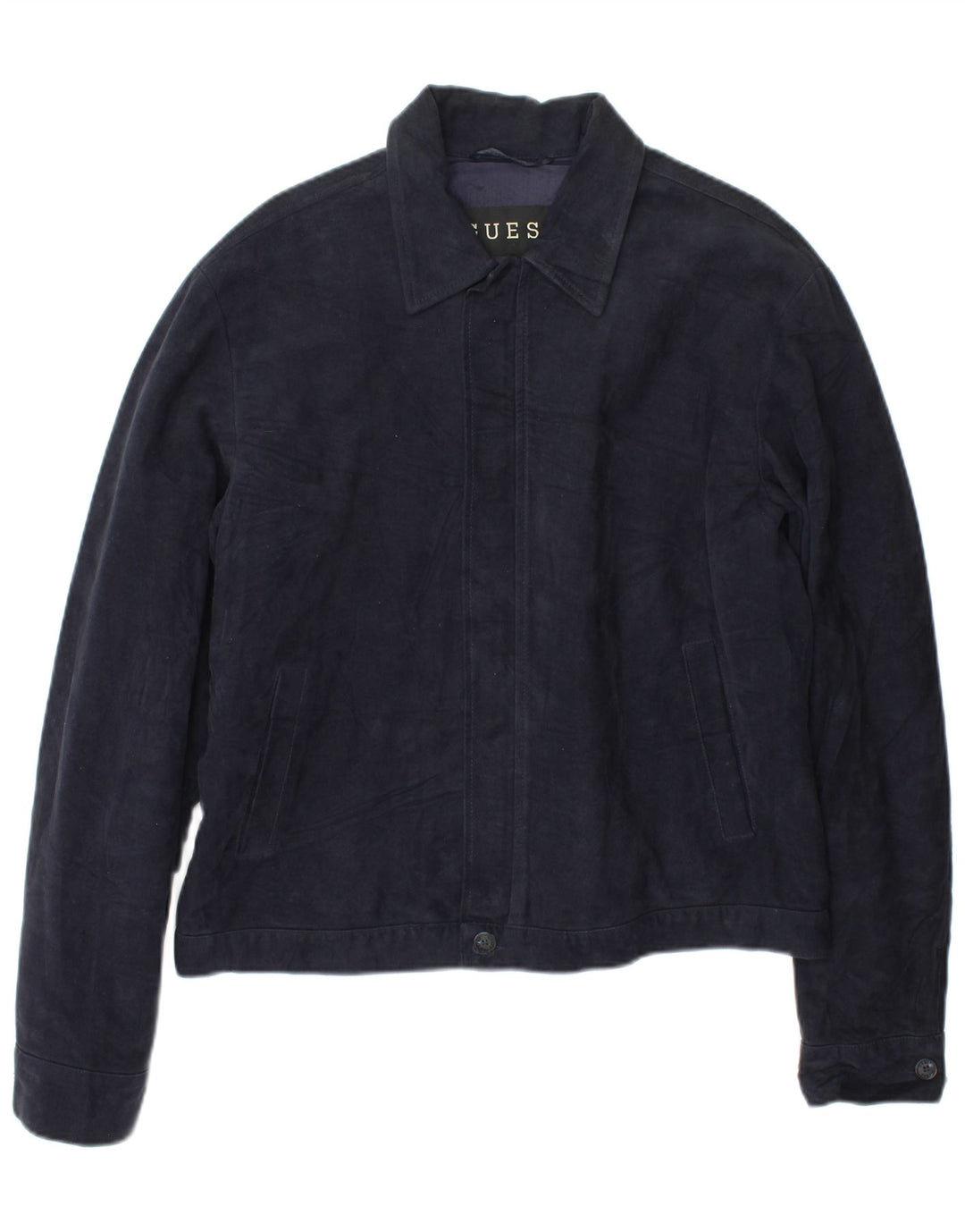 Guess Herren Bomberjacke UK 40 Große marineblaue Baumwolle