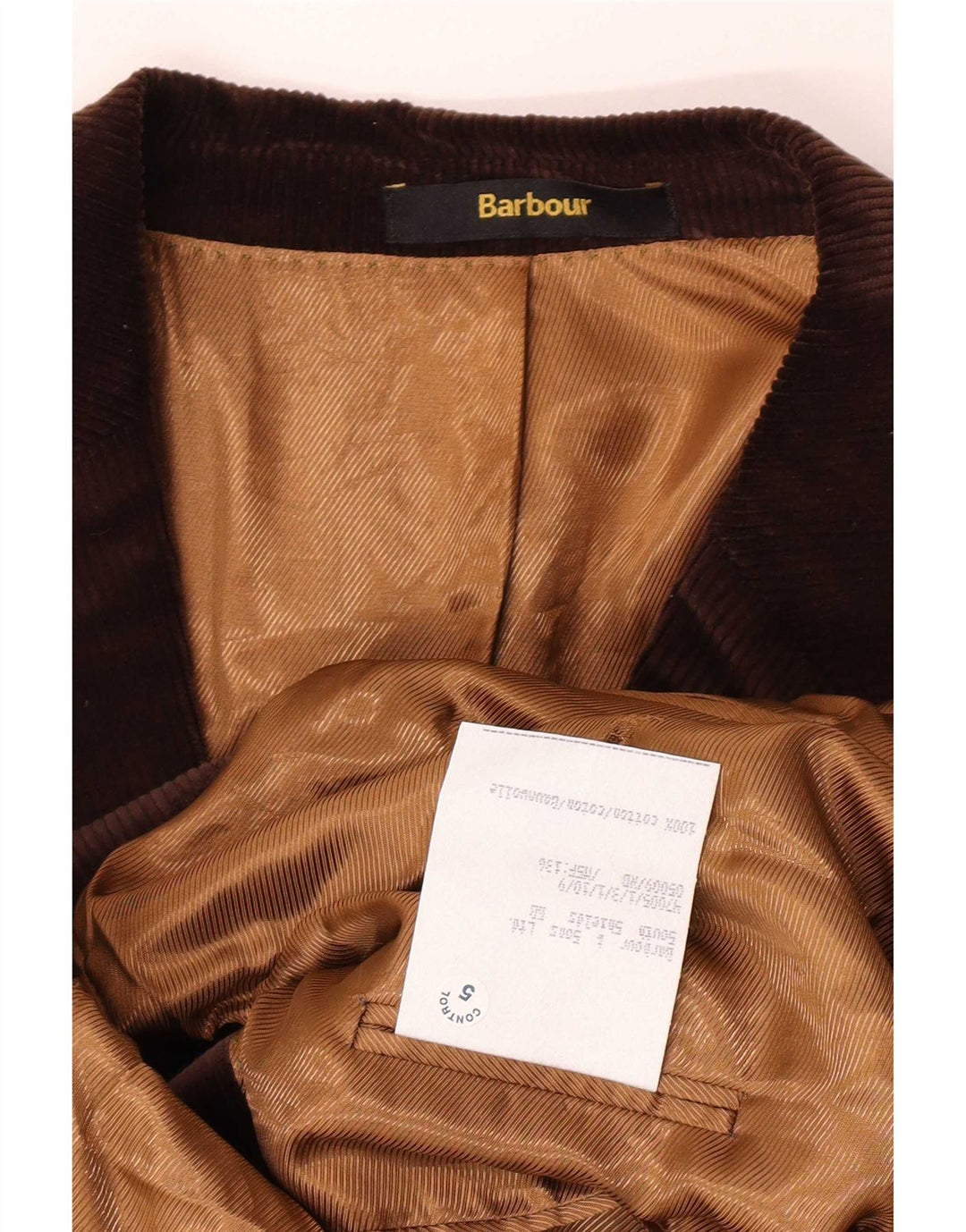 Barbour Mens 2 Button Corduroy Blazer Jacket IT 56 3XL Brown Cotton