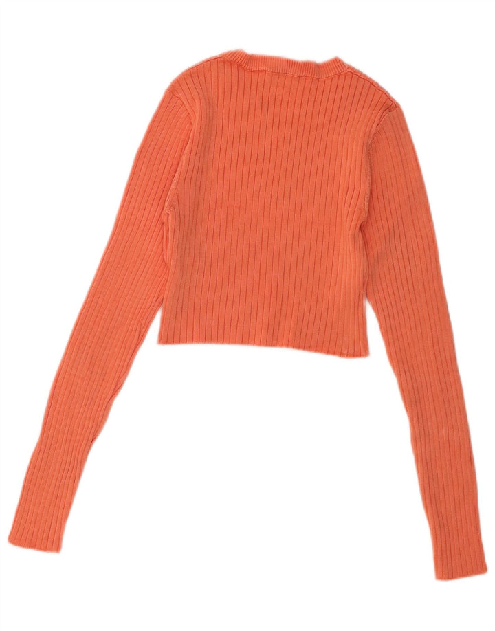 Zara Womens Crop Top Langærmet UK 8 Small Orange Viscose