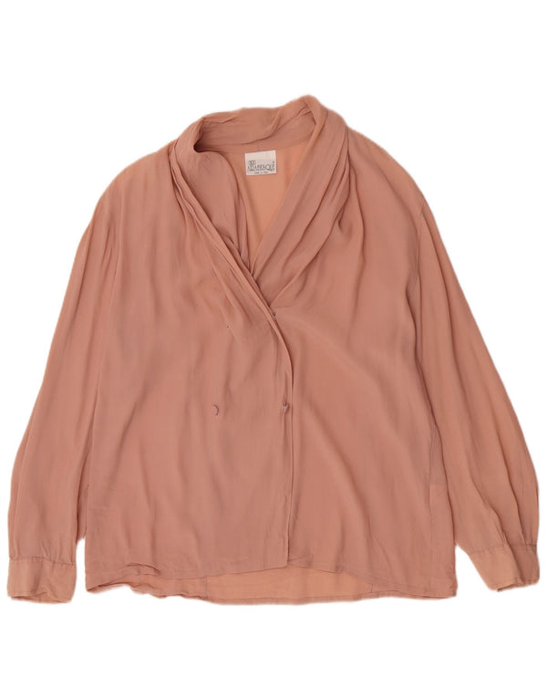 Vintage Dame Langærmet Bluse IT 52 2XL Pink Acetate
