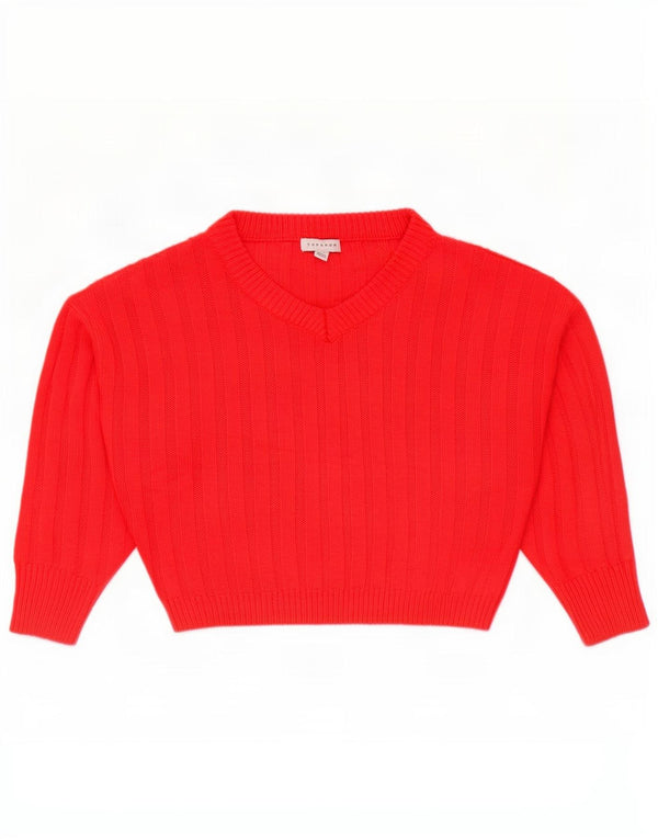 Topshop Womens Petite Crop Oversized V-hals sweater UK 4 XS Orange