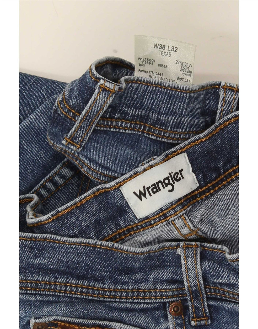Wrangler Mens Texas Straight Jeans W38 L32 Blue Cotton