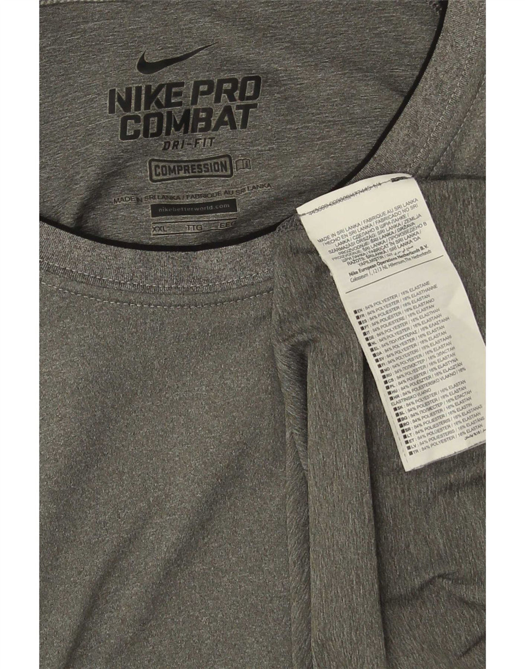 Nike Mens Compression T-Shirt Top 2XL Grey Flecked Polyester