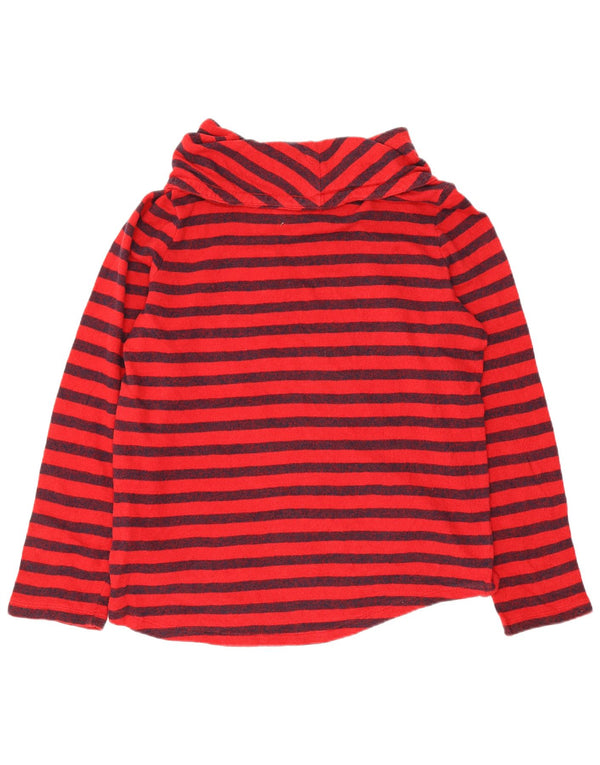 Chaps Womens Roll Neck Sweatshirt Jumper UK 14 Large Red Striped Cotton
