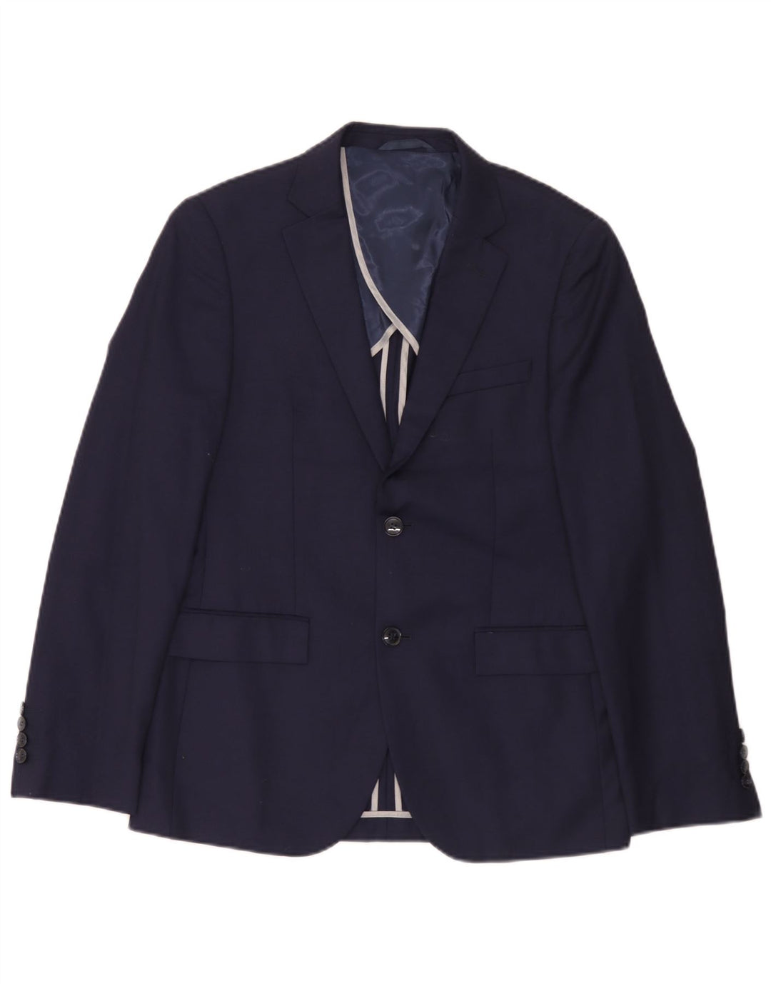 Dkny Herre 2 Button Slim Fit Blazer Jacket UK 38 Medium Navy Blue Wool