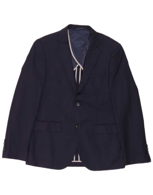Dkny Herre 2 Button Slim Fit Blazer Jacket UK 38 Medium Navy Blue Wool