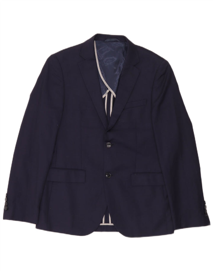 Dkny Herre 2 Button Slim Fit Blazer Jacket UK 38 Medium Navy Blue Wool