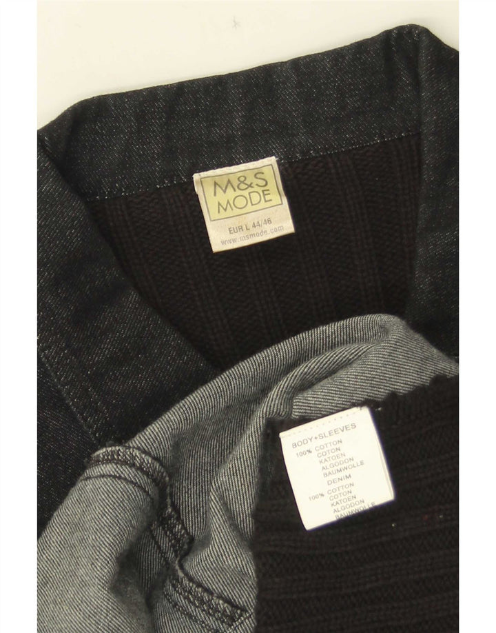 Marks & Spencer Womens Cardigan Sweater UK 16 Large Black Cotton