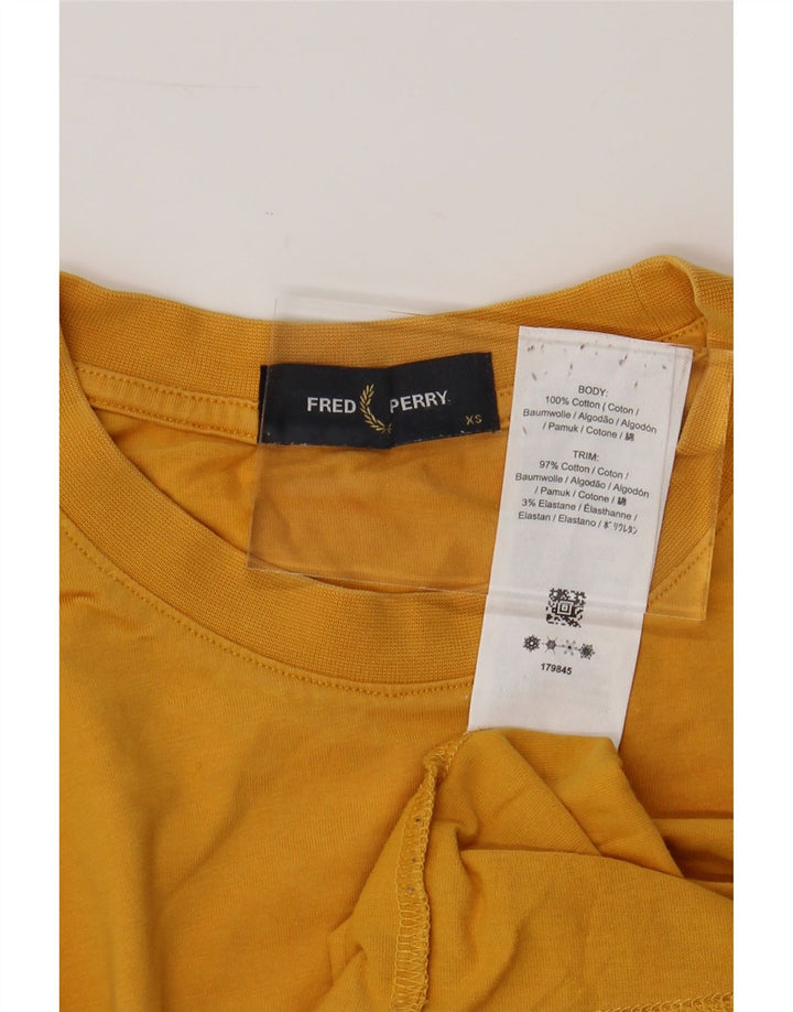 FRED PERRY Mens T-Shirt Top XS Yellow Cotton Vintage Fred Perry and Second-Hand Fred Perry from Messina Hembry 