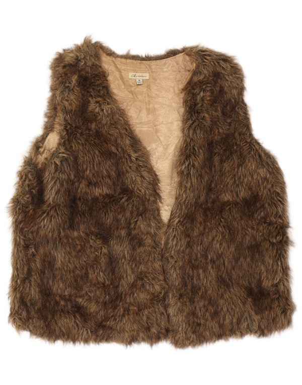 Marks & Spencer Womens Faux Fur Gilet UK 18 XL  Brown Acrylic