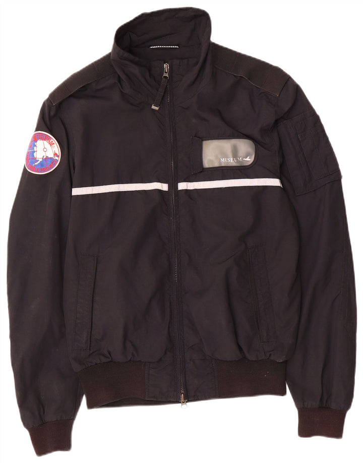 Museum Herre Military Graphic Bomber Jacket UK 38 Medium Black