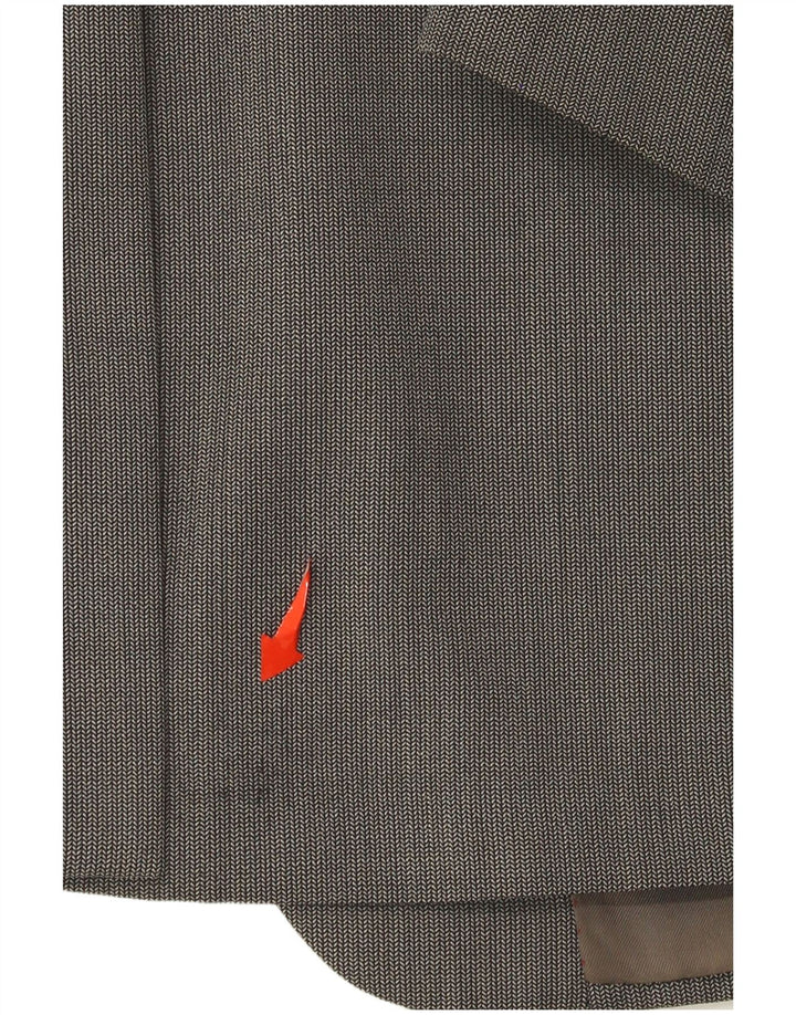 Aquascutum Herren-Blazer mit 1 Knopf, UK 44, 2XL, graue Wolle mit Fischgrätenmuster
