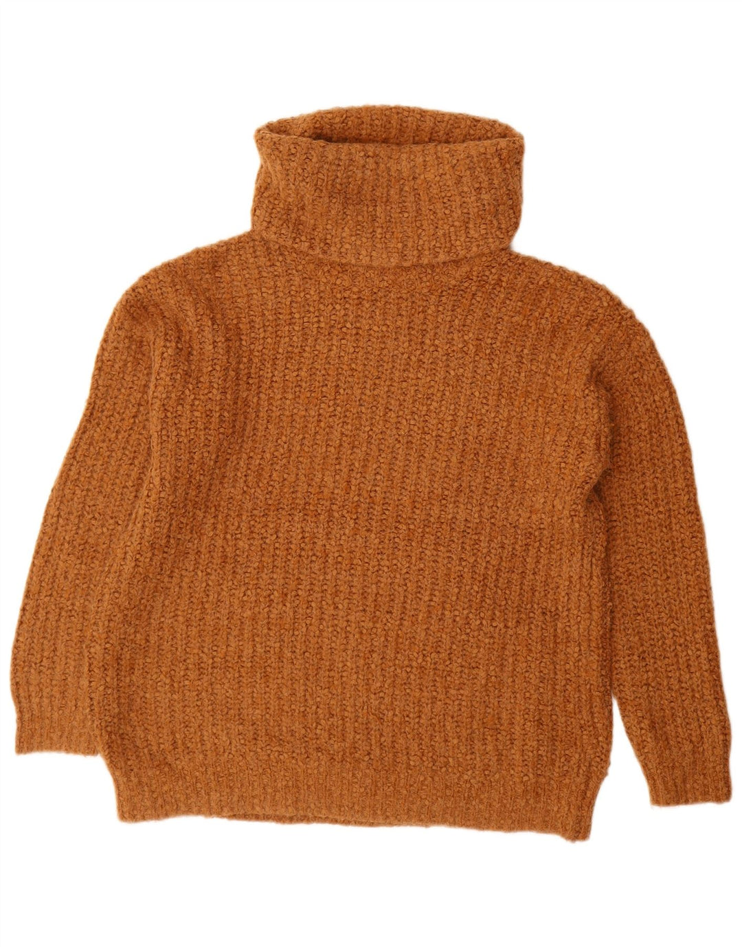 Marks & Spencer Womens Oversized Roll Neck Jumper Sweater UK 10 Small Brown