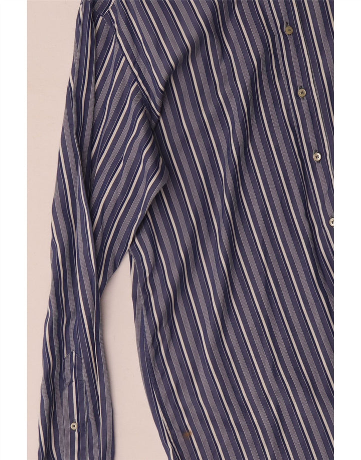 Etro Mens Shirt Size 42 Large Blue Striped Cotton