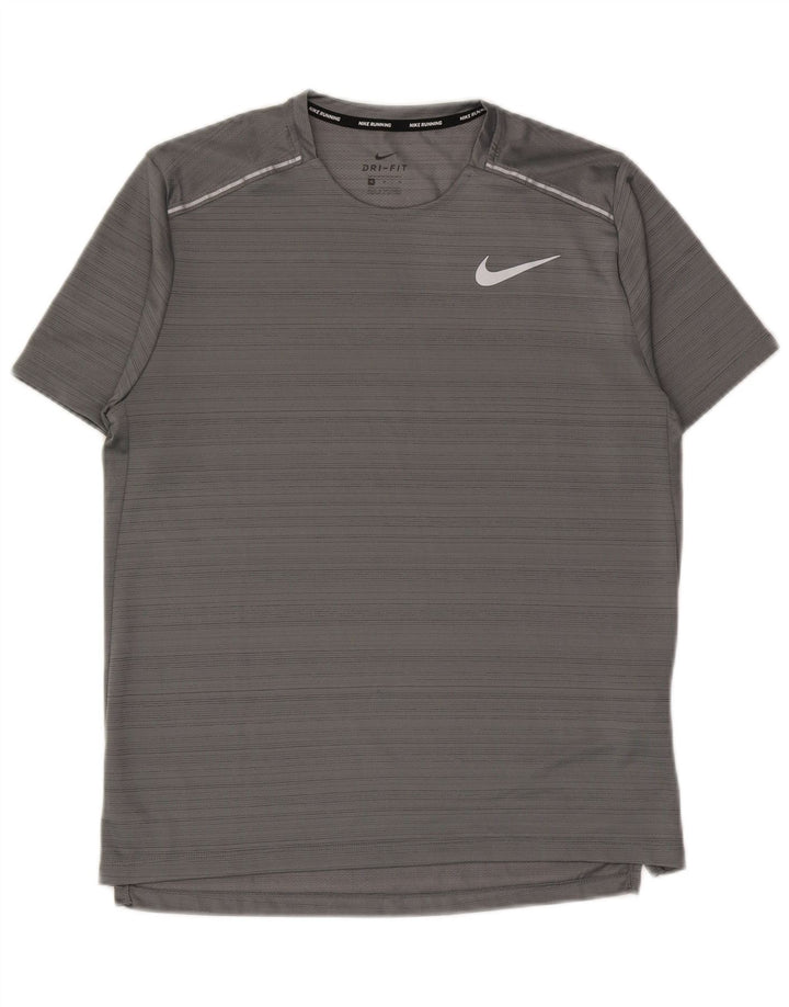 T-shirt Nike da uomo Dri Fit in poliestere a righe grigio medio
