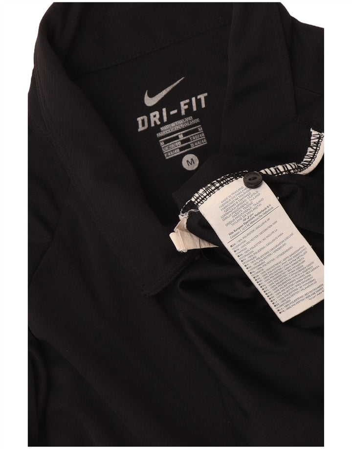 Nike Mens Dri Fit Polo Shirt UK 38/40 Medium Black Colourblock Polyester