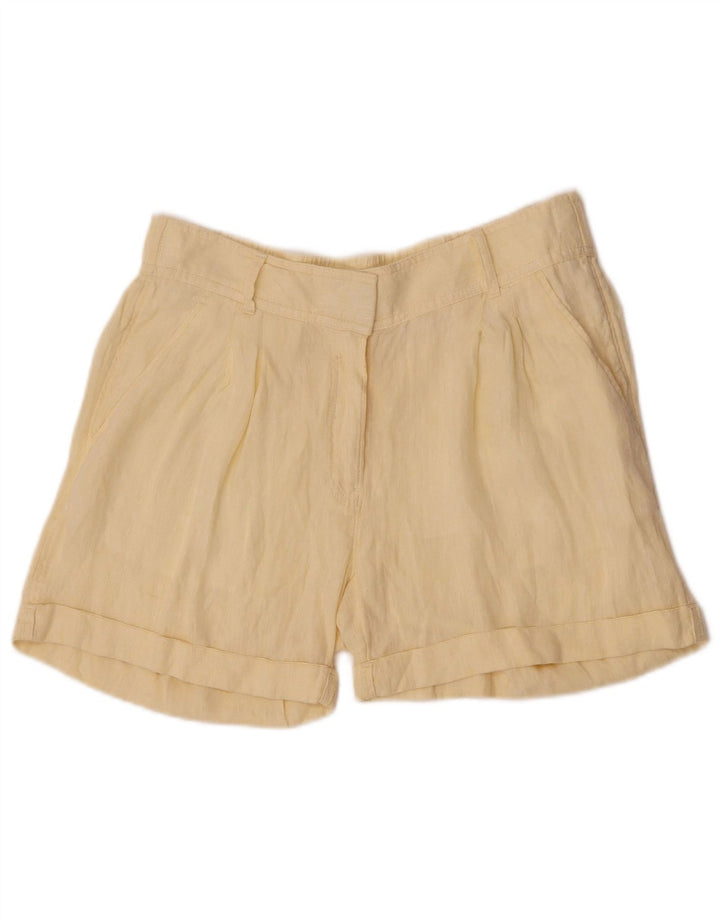 Marks & Spencer Womens Chino Shorts UK 12 Medium W30 Yellow Linen