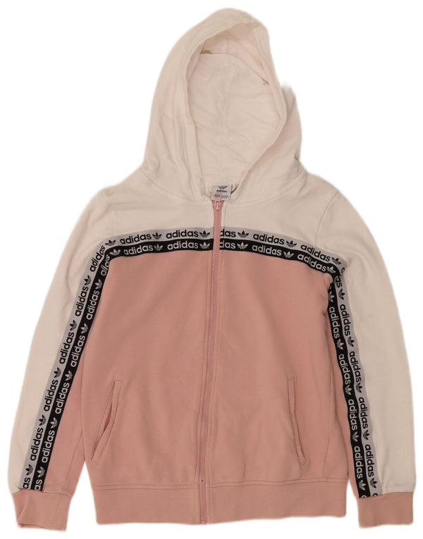 Adidas Damen Graphic Zip Hoodie Pullover UK 14 Mittelrosa Farbblock