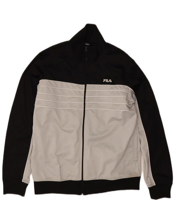 Fila Mens Chándal Top Chaqueta Grande Negro Colorblock Poliéster