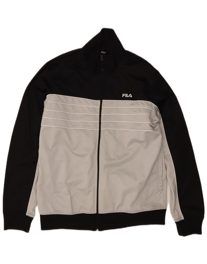 Fila Træningsdragt til mænd Topjakke Stor Sort Colourblock Polyester