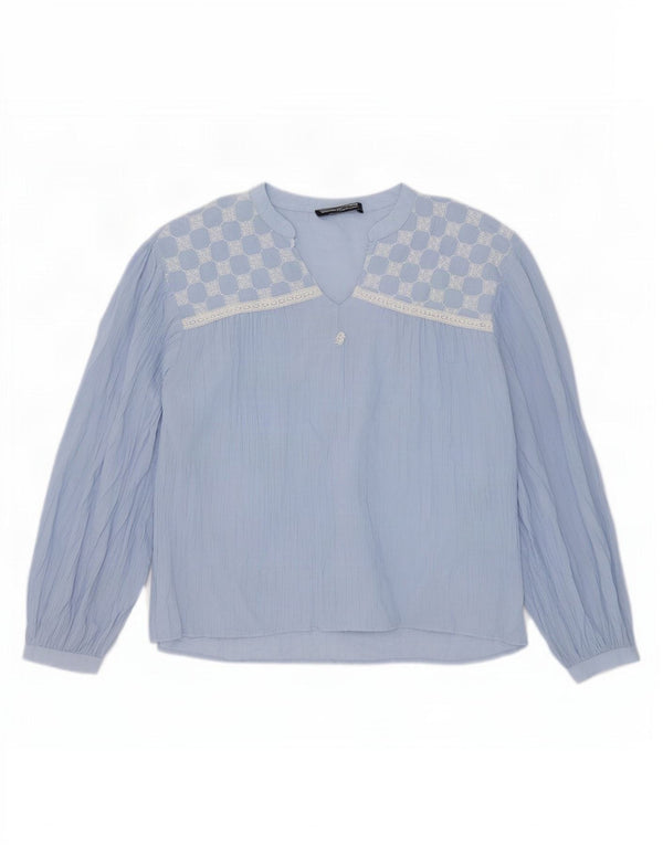 Bluză supradimensionată cu mânecă lungă pentru femei Zara UK 18 XL albastru geometric