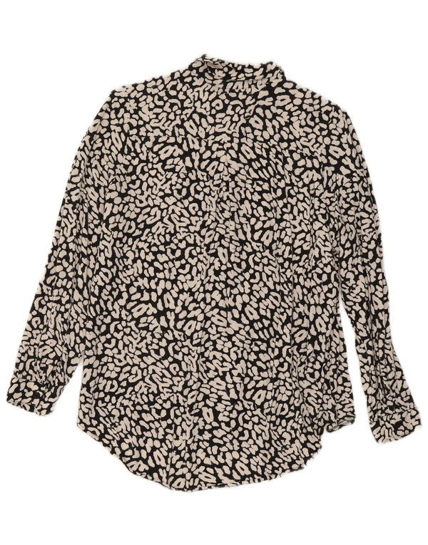 Marks & Spencer Dameskjortebluse UK 10 Small Black Animal Print Viscose