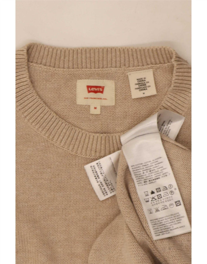Levi's Mens Crew Neck Jumper Sweater Medium Beige Cotton