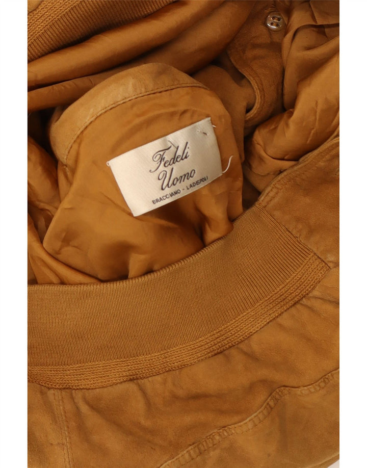 vintage Mens Suede Bomber Jacket UK 40 Grand Beige
