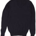 Massimo Dutti Herren-Pullover mit V-Ausschnitt, Größe L, Marineblau