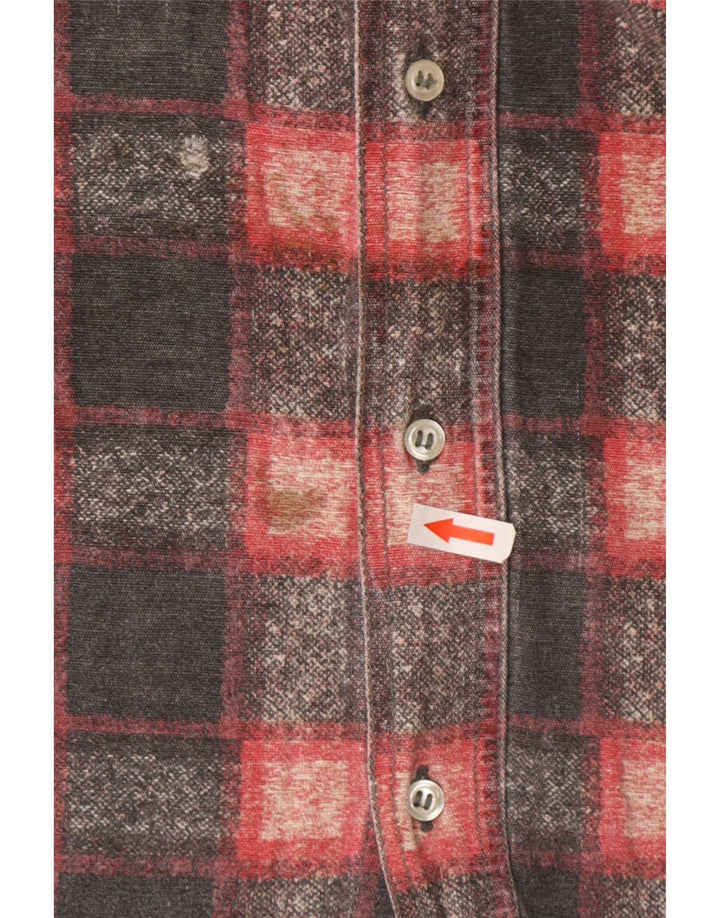 El Charro Mens Flannel Shirt Large Grey Check Cotton